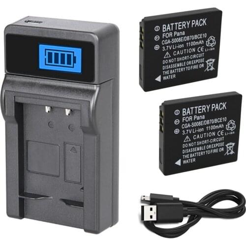Battery (2-Pack) + Charger For Panasonic Lumix DMC-FS3, DMC-FS5, DMC-FS20, DMC-FX55, DMC-FX500, DMC-FX520 Digital Camera