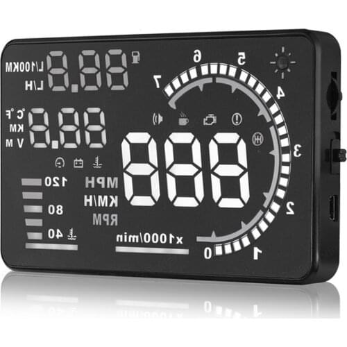 Car Hud Head Up Display 5.5 Inch HD Windscreen Projector Consumption Data Diagnosis OBD2 Over Speed Alarm display