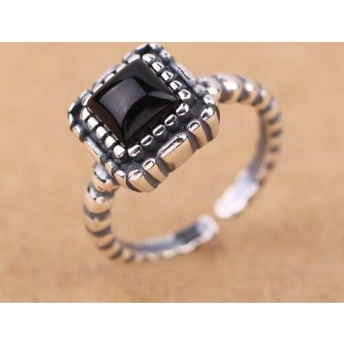 Bijoux Bohemian Vintage Silver Color Square Rings For Women Wedding Large Open Rings Girls Fancy Jewelry Wholesale