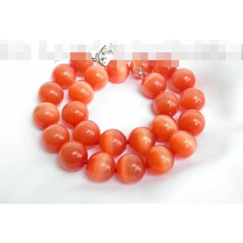 CBN126 Beautiful 17" nature 16mm round orange opal beads necklace