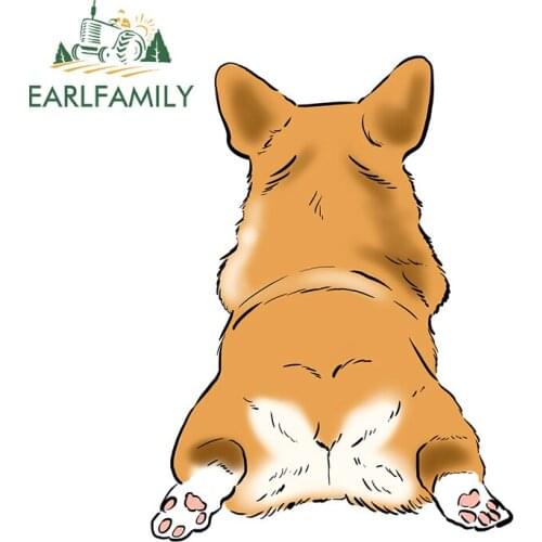 EARLFAMILY 13cm x 9.38cm For Corgi Pembroke Cartoon Car Sticker Personality Refrigerator Decal Waterproof Surfboard DIY Graphics