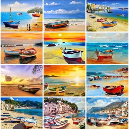 EverShine Diamond Mosaic Ship Cross Stitch Diamond Embroidery Landscape Rhinestones Art Kits Handmade Hobby Gift Wall Decor