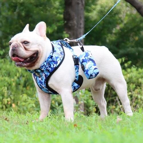 Cat Camouflage Harnesses Collar Leash Set Reflective Dog Harness Vest Small Medium Pet Puppy with Poop Bag accesorio para perro