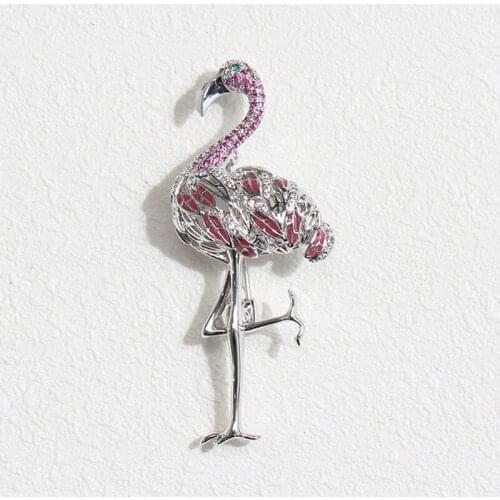 Dripping Oil Flamingo Pin for Womens Gold Sliver Brooch 2021 Jewelry Party Office Clothes Scarf Buckle Garment Accessories Gift