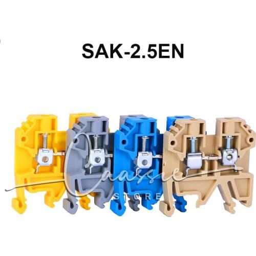 Din Rail Terminal Blocks SAK-2.5EN Weidmuller Connectors Screw Connection Conductors SAK2.5EN Wire Conductor 10pcs