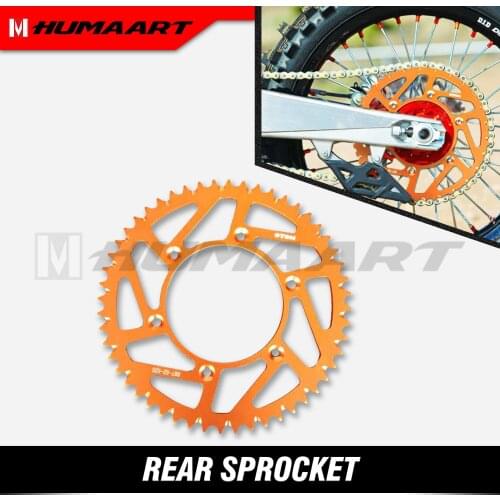 HUMAART Rear Sprocket Set 52 T Aluminum for SX SXF XC EXC XCW 125 200 250 300 350 400 450 500 Dirt Bike Motocross Orange