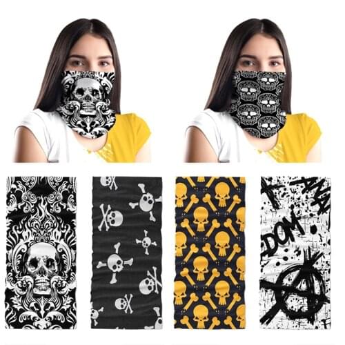 Cool 3D Skull Faces Scarf Women Turban Magic Scarves Outdoor Anti-UV Multi-Use Men Soft Changeable Neck Tube Snood Bandana