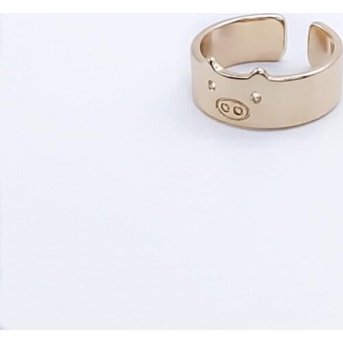 Fashion Cartoon Pig Flat Rings Fixed size opening design Lovely Animal Series Suitable for Women And Men