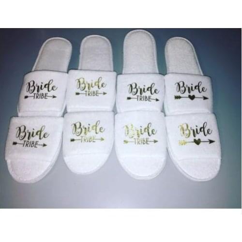 Set of 5pairs Bride slippers bride-tribe bridesmaid maid-of-honour bridal-party spa day hen night wedding party favors