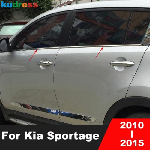 For Kia Sportage 2010 2011 2012 2013 2014 Stainless Steel Bottom Window Trim Cover Moulding Strip Car Styling Accessories 4pcs