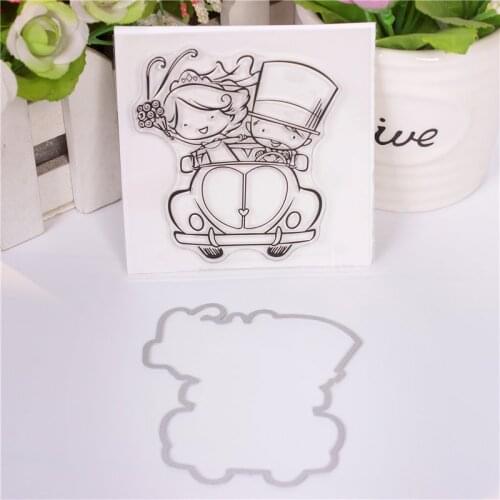 Driving boys cartoon pattern Stamp And metal die Scrapbooking Alphabet Stamp Embossing Craft making Silicone Transparent Stamps