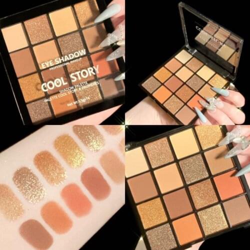 16 Color Pressed Matte Glitter Eyeshadow Palette Waterproof Long-lasting Eyeshadow Pigment Diamond Shimmer Shiny Makeup Cosmetic