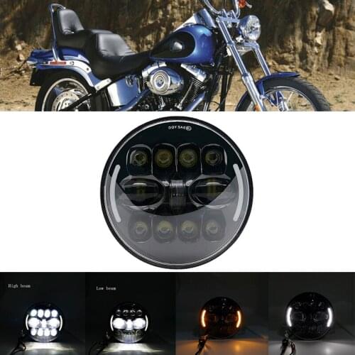 7" Motorcycle DRL Headlight With H4 High Low Beam For BMW Softail Cafe Harley Motorcycle / Wrangler Jk TJ LED Headlamp