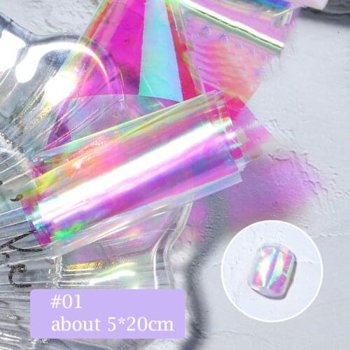 2pcs/Set Aurora Nails Glass Foil Film Sticker Cellophane Paper Korean Nail Trend Stickers Design Ice Cube Manicure Decoration