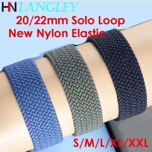 Braided Solo Loop Watch band for Samsung Galaxy Active Watch 20mm 22mm New Nylon Elastic Strap for Huawei Gt 2 pro S/M/L/XL/XXL