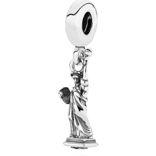 Authentic 925 Sterling Silver Bead Charm Vintage Statue of Liberty Pendant Beads Fit Bracelet Bangle DIY Jewelry