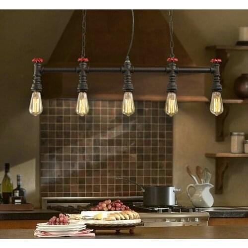 Water pipe pendant light vintage loft iron 5 lights lamp fixture without edison light led bulb