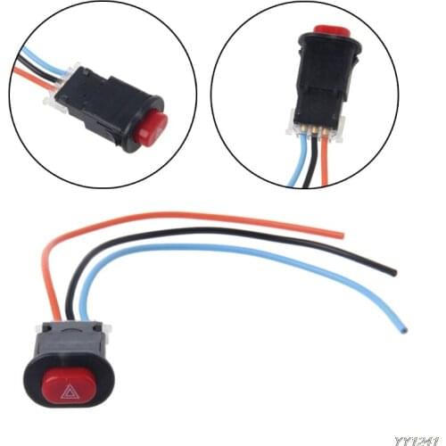 QILEJVS Motorcycle Hazard Light Switch Double Warning Flasher Emergency Signal w/3 Wires Lock #14521