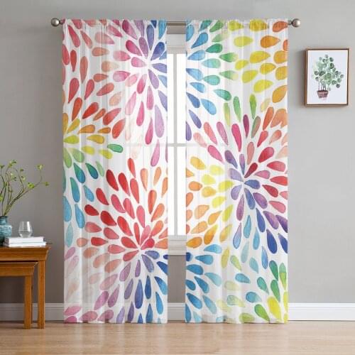 Multicolored Drop Shape Window Treatment Tulle Modern Sheer Curtains for Kitchen Living Room the Bedroom Curtains Decoration