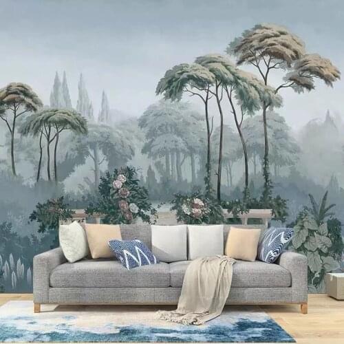 Custom Hand-painted 3d Photo Self Adhesive Wallpaper Large Murals Coconut Tree Tropical Rainforest Plant Background 3d Walls