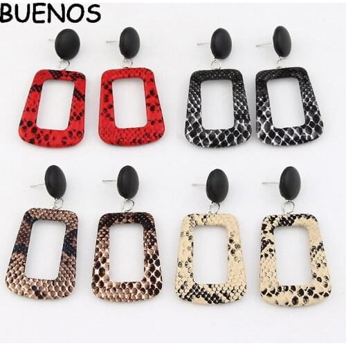 BUENOS New Oversize Geometric Drop Earrings for Women Punk Vintage Big Statement Earrings Snake Skin Party Jewelry CE0617