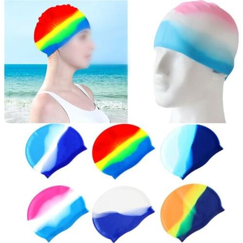 New Design Adults Waterproof Swimming Caps Silicone Swimming Hat Man Women Large Size Candy Colors Swimming Cap Wear Hat