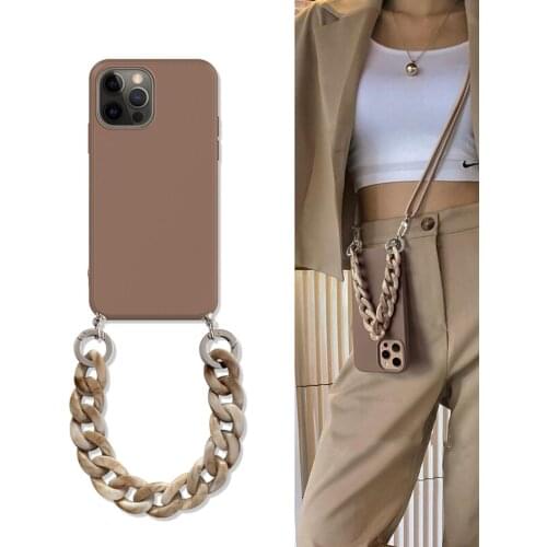 11 Pro Case Chic Marble Chain Strap Lanyard Case for iPhone 12 Pro Max XR X XS 8 Plus 7 SE 2020 6 6S Silicone Luxury Phone Bags