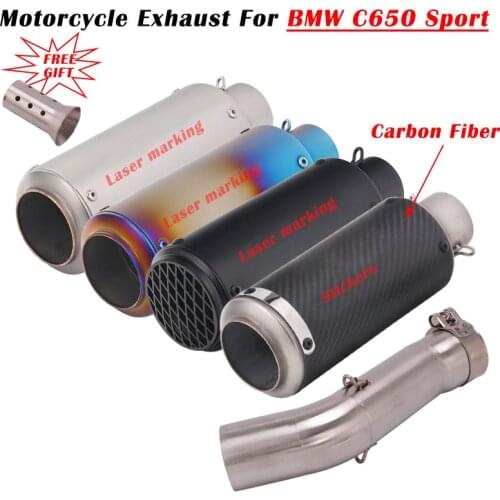 Slip On For BMW C650 Sport 2016 2017 2018 2019 2020 Motorcycle Exhaust Escape System Modify Middle Link Pipe DB Killer Muffler