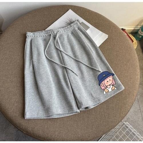 100% Cotton Harajuku Tooling Girl Printing High Waist Sports Shorts Casual Loose Fitness Sweatpants Summer Women Cycling Shorts