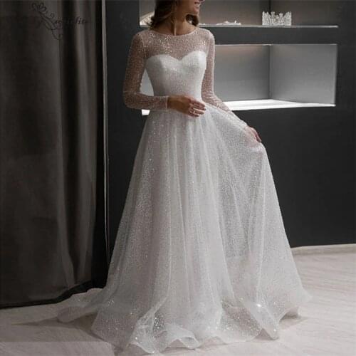 Luxury Wedding Dresses for Women Bride 2021 Beaded Sequins A-Line Princess Bridal Gowns Marriage Dress Vestido De Noiva