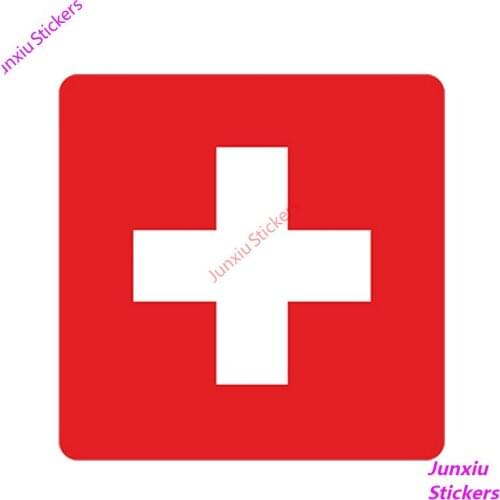 Reflective Switzerland Flag Graffiti Car Stickers Styling Funny Cover Scratches Waterproof Bumper Decals Accessories KK13*13cm