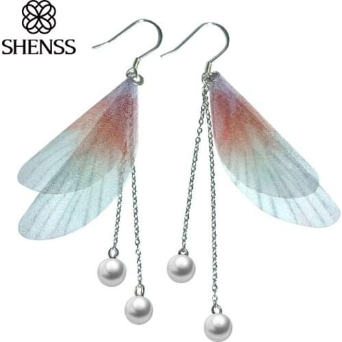Wing shape earrings Shell Pearl Earrings for Women 925 Sterling Silver Jewelry