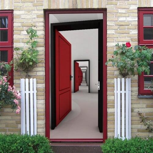 3D Vinyl Poster Alley Iron Tower Self-adhesive Sticker For Door Cabinet Mural Wall Decal Wallpaper Home Design Decor deursticker