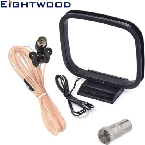 Eightwood Indoor FM Dipole Antenna Female PAL Connector and AM Loop Antenna 2 Bare Wire for Stereo Receiver Denon Yamaha Pioneer