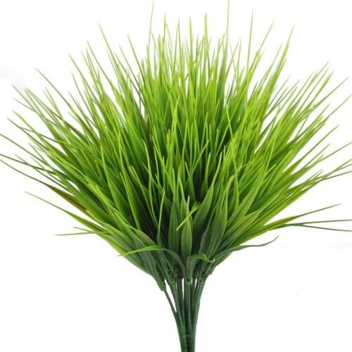 WSFS Hot Artificial Outdoor Plants, 4pcs Fake Plastic Greenery Shrubs Wheat Grass Bushes Flowers Filler Indoor Outside Home Ho