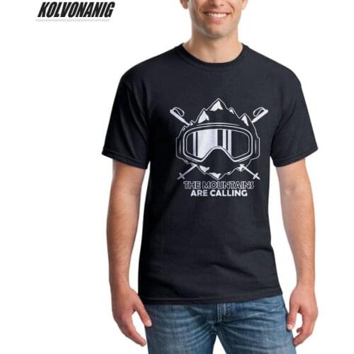 The Mountains Are Calling Funny Graphic T Shirts Ski Snowboard Skiing Mens Clothing Cool Design Cotton Oversized Tee Shirt Tops