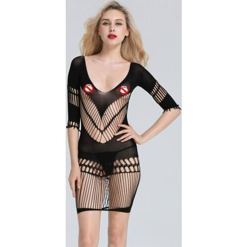 Porn Sexy Lingerie Womens Erotic Lingerie Sex Products Sexy black hollow Transparent Underwear+Thong sexy clothing Nightdress