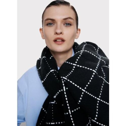 Winter Scarf Women Soft Cashmere Scarves Wraps Tassel Shawl Thicken Warm Unisex Basic Blanket Black Tartan Plaid Pashmina Stoles