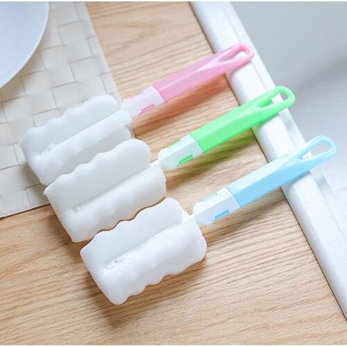 1pcs Milk Bottle Cleaning Brush PP Handle Cup Brush Glass Cleaner Kitchen Brush Cup Cleaning Products With Sponge Bottle Cleaner