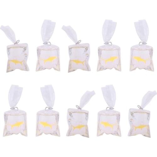 10pcs Kit 1/12 Scale Transparent Bag Goldfish Dollhouse Miniature Animals Fairy Garden Decor Life Scenes Accessories