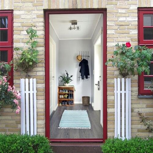 2PCS/SET Warm House Door Mural PVC DIY Peel and Stick Wallpaper Wall Sticker Room Decoration Home Design Art Decal adesivi porta