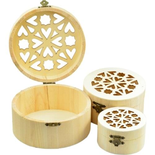 3Pcs 3Size Flower Cap Wooden Jewelry Case Box for Jewelry Memorial Keepsake Gift Storage Organizer DIY Case