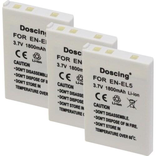 3Pcs/lot New arrival EN-EL5 3.7v 1800mAh Camera Battery EN EL5 ENEL5 For NIKON Coolpix 3700 4200 P5000 5200 5900 7900 S10 P3 P4