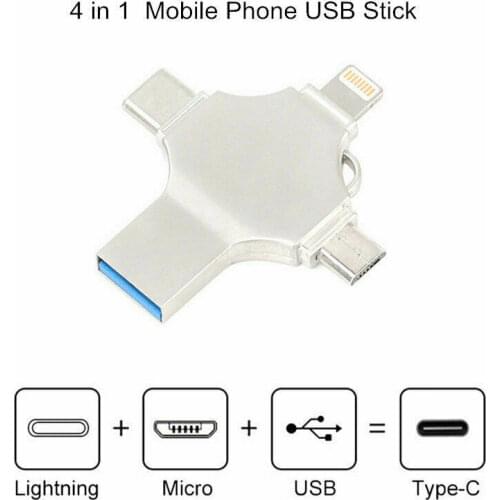 4 in 1 OTG USB3.0 Card Reader with TF Memory Stick External Storage for iOS / Android / Type_C / Windows Device