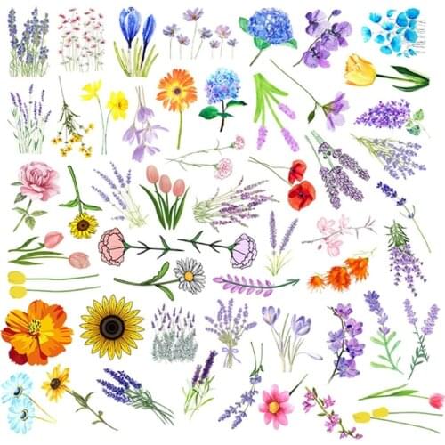 D2TD 50 Sheets Flowers Stickers Waterproof Sunflower Flowers Stickers Decals for Water Bottle Laptop