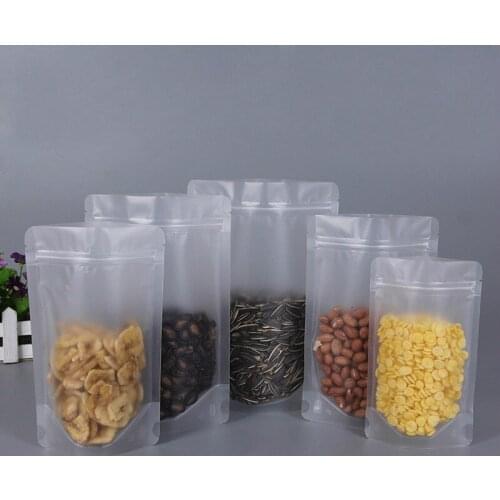 50pcs Scrub transparent dried fruit food packaging bags promotion Ziplock bag spot candy self-supporting plastic pouch