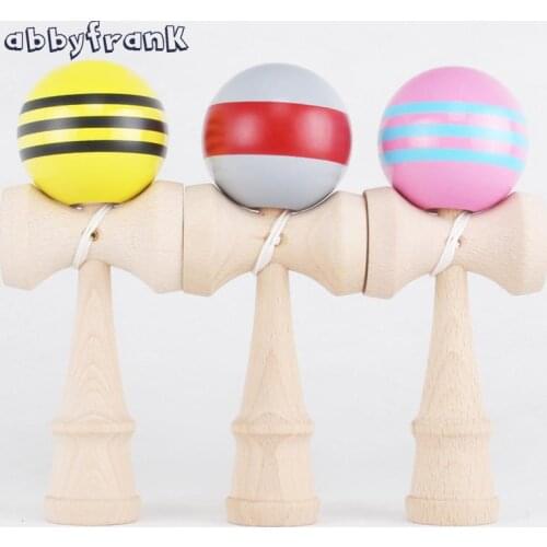 Abbyfrank Kendama Professional Ball Sword Colorful Wooden Stripe Kendama Ball Shop Japanese Toy Skillful Toys for Children Adult