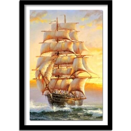 Diamond embroidery sale Diamond Painting Cross Stitch DIY yellow daybreak ship 5D Diamond painting christmas decorations