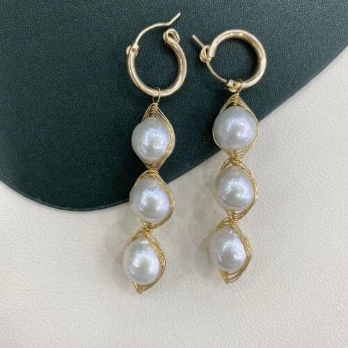 ECHSUN Natural Baroque Natural Pearl Bracelet Earrings 14K Gold Covered Jewelry Jewelry Bead Set Treasure Necklace Jewelry Earri