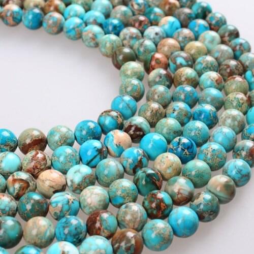Natural Stone Beads Blue Sea Sediment Jaspers Stone Round Loose Beads 4 6 8 10 12mm For Bracelets Necklace Diy Jewelry Making